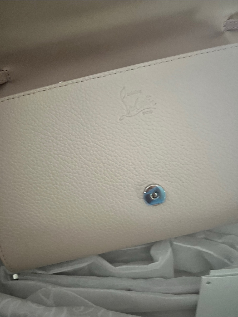 Christian Louboutin Paloma Clutch in Leche Beige with Silver Studs - Picture 10 of 13